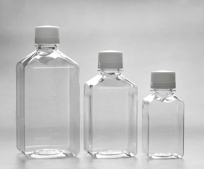 Sterile, quadratische PET-Medienflaschen | 125 ml, 250 ml, 500 ml, 1000 ml | Gammabestrahlt, cGMP-konform innoME GmbH